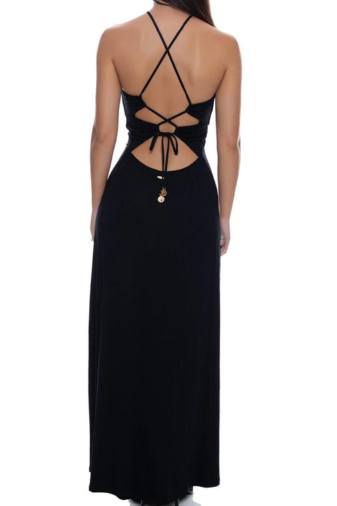 Luli Fama Inner Circle Halter Ring Long Dress